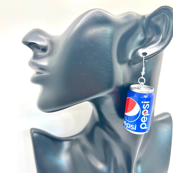 Large Pepsi Can Earrings - Cola Earrings - Pop Earrings - Soda Earrings - Picture 7 of 8